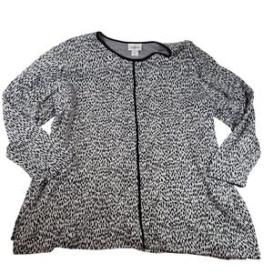 Adrian Jordan Womens 30/32 Black White‎ Animal Print Long Sleeve Cardigan
